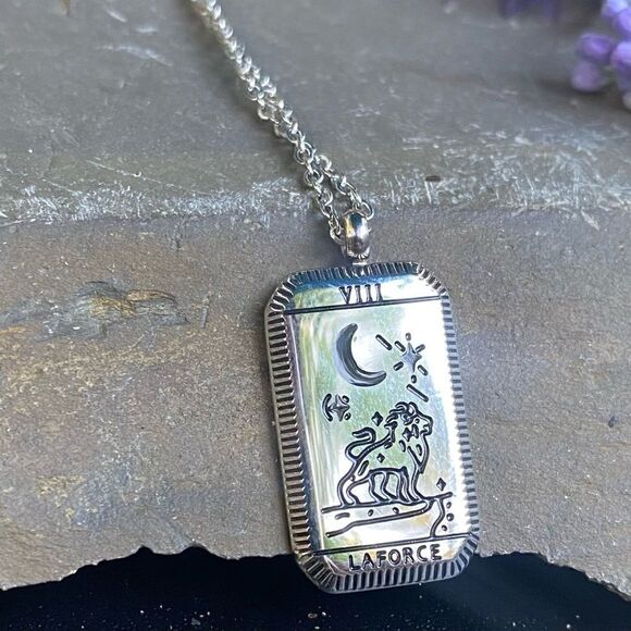 Strength Silver Tarot Card Tarnish Free Boho Pendant  Necklace - Picture 1 of 7